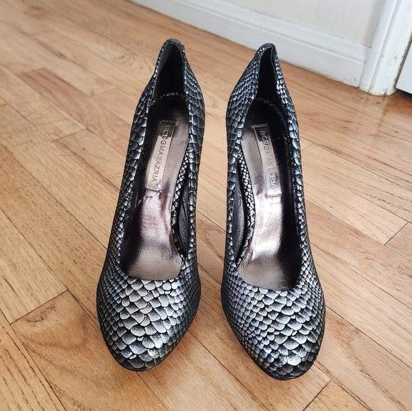 BCBGMaxAzria Leather Gunmetal Willoe Serpent Platform 4.5" Heel size 7 - Picture 2 of 11